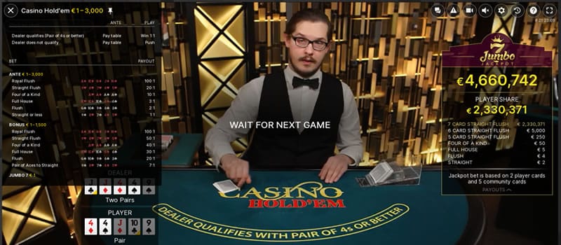 live casino holdem jackpot